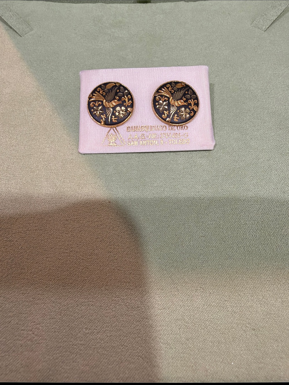 A.L.C. Gold and Black Floral Round Earrings
